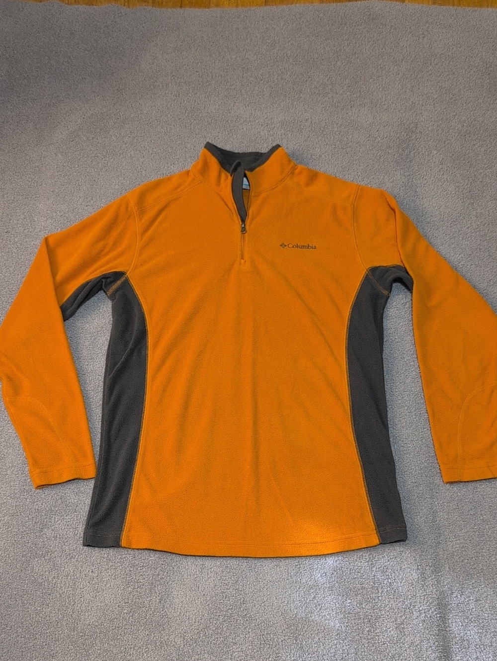 Columbia Orange and Gray Lightweight Half-Zip Fleece Jacket Size S